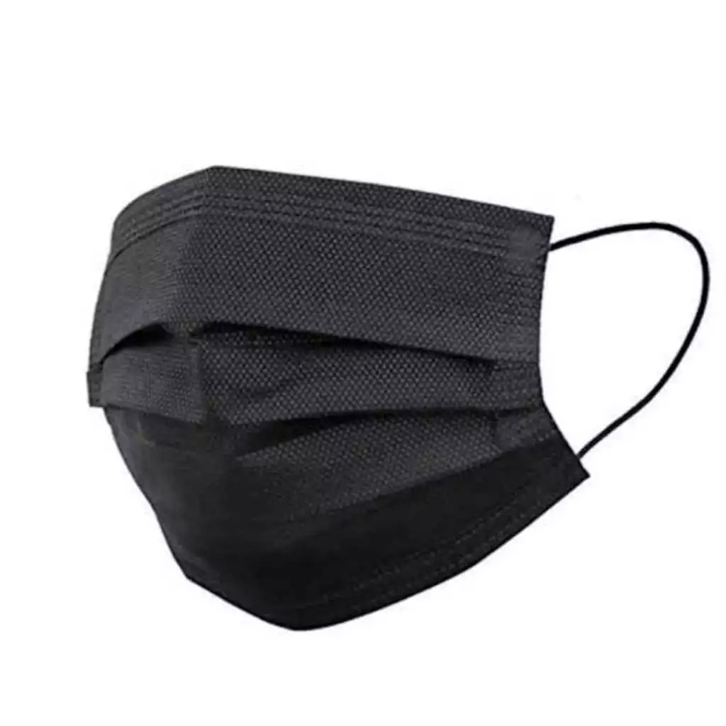 Kit 100 Máscaras Descartáveis Preta Tripla Camada Com Clipe Nasal Adulto em Oferta na Shopee