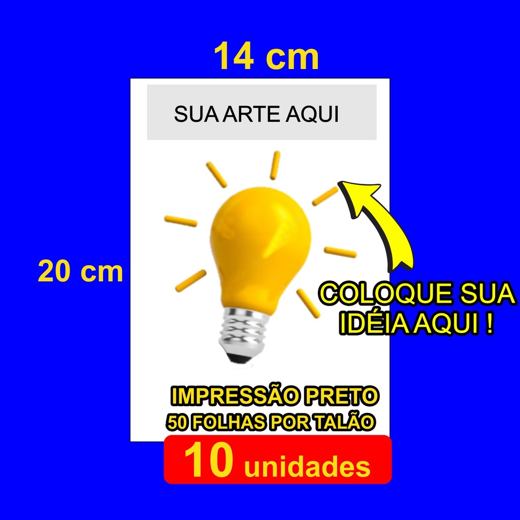 Comanda Bar Restaurante 10 Blocos com sua arte Preto 14X20 Rascunho use caneta