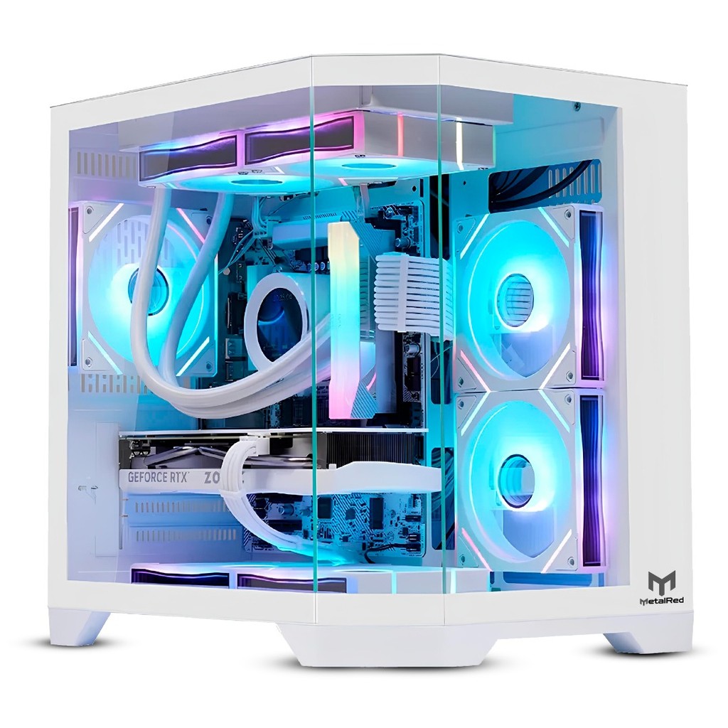 Gabinete mini ATX Gamer Neptune Mini Metal Red M4 Sem Fans - Branco
