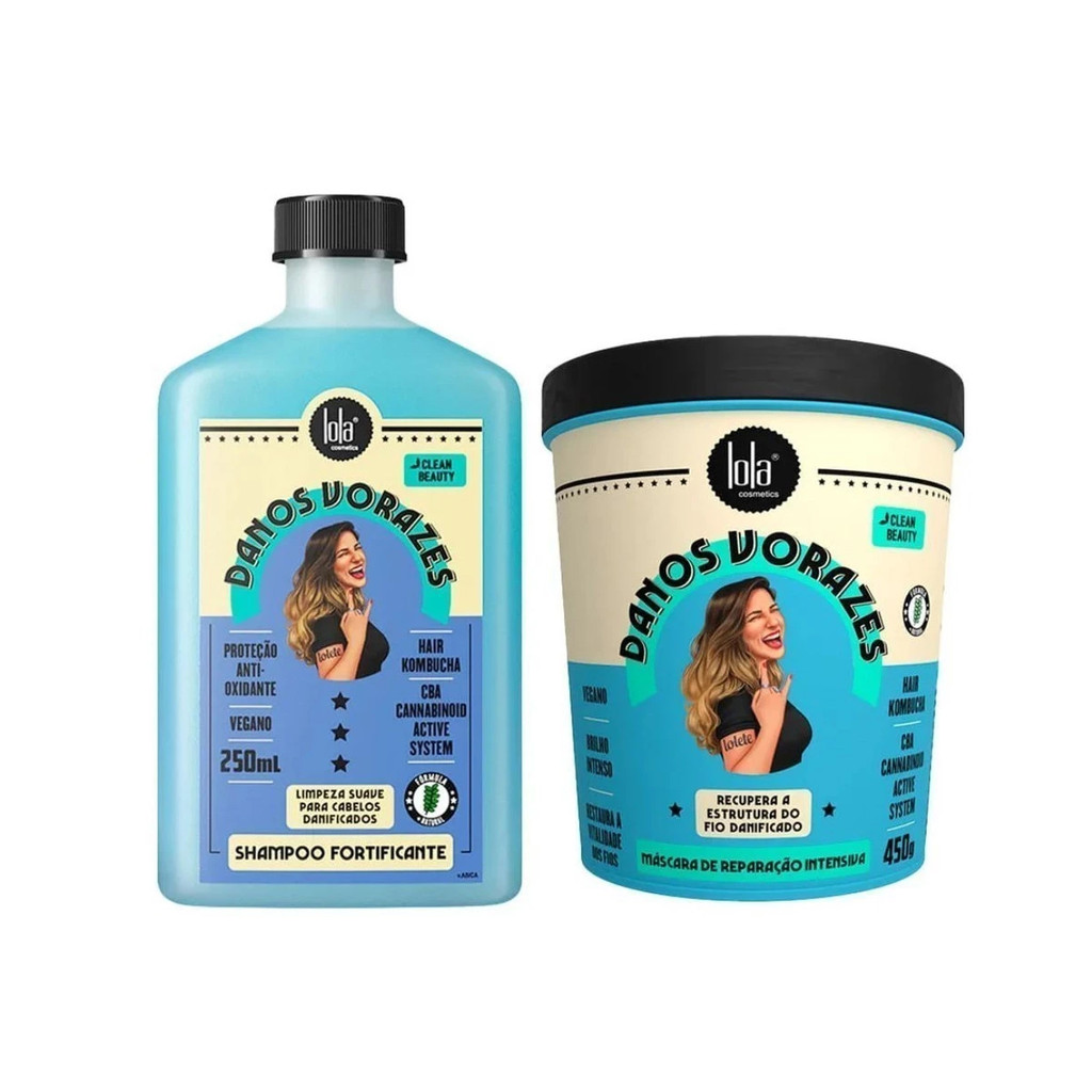 Kit Lola Danos Vorazes Shampoo 250ml + Máscara De Reconstrução 450G (2 Produtos) em Oferta na Shopee