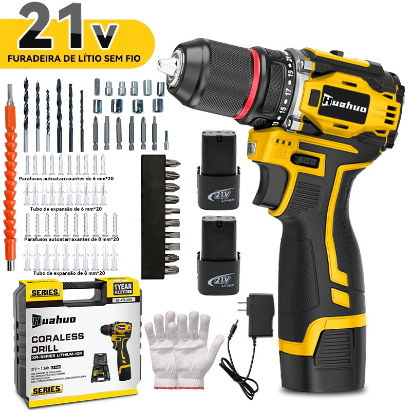 700W Parafusadeira Furadeira de Impacto 48NM Kit Caixa Maleta Com 2 Baterias e 114 Acessórios em Oferta na Shopee