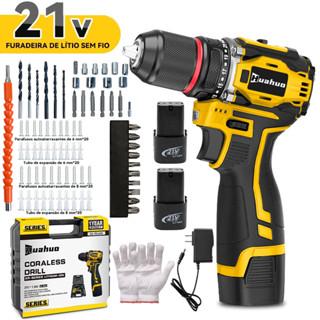 700W Parafusadeira Furadeira de Impacto 48NM Kit Caixa Maleta Com 2 Baterias e 114 Acessórios em Oferta na Shopee