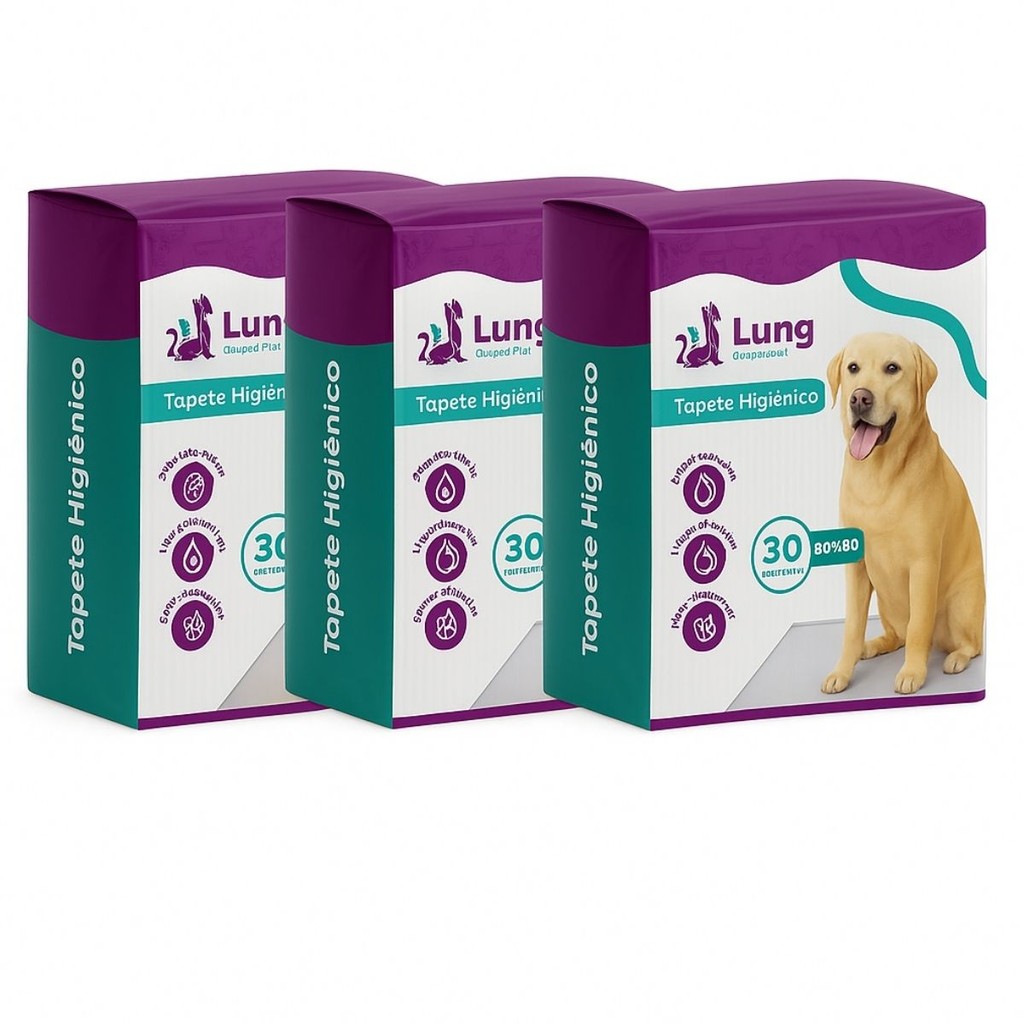 Kit 3 Tapete Higienico Econômico 80x60cm Grande 90 unidades p/ Cachorro Pet Fralda Absorvente Grande