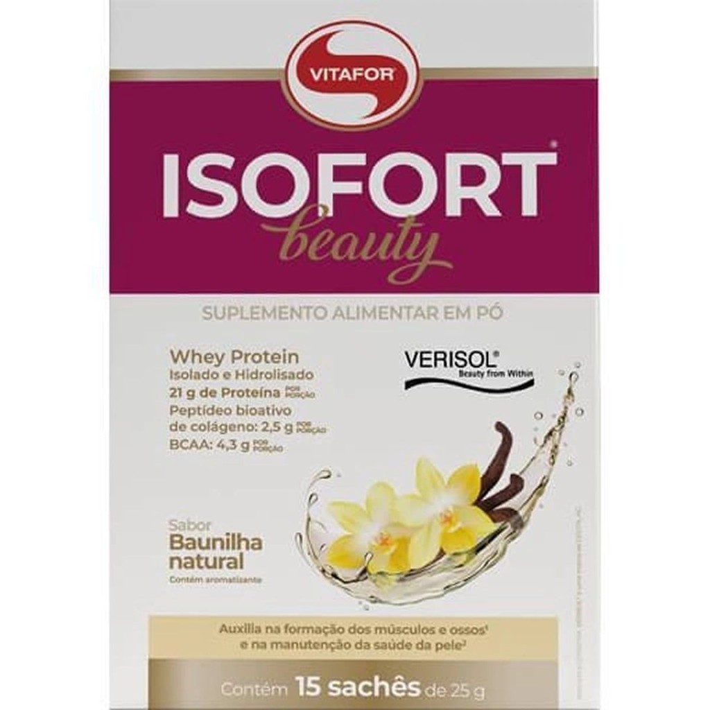 Isofort Beauty - 15 Sachês de 25g  Baunilha - Vitafor em Oferta na Shopee