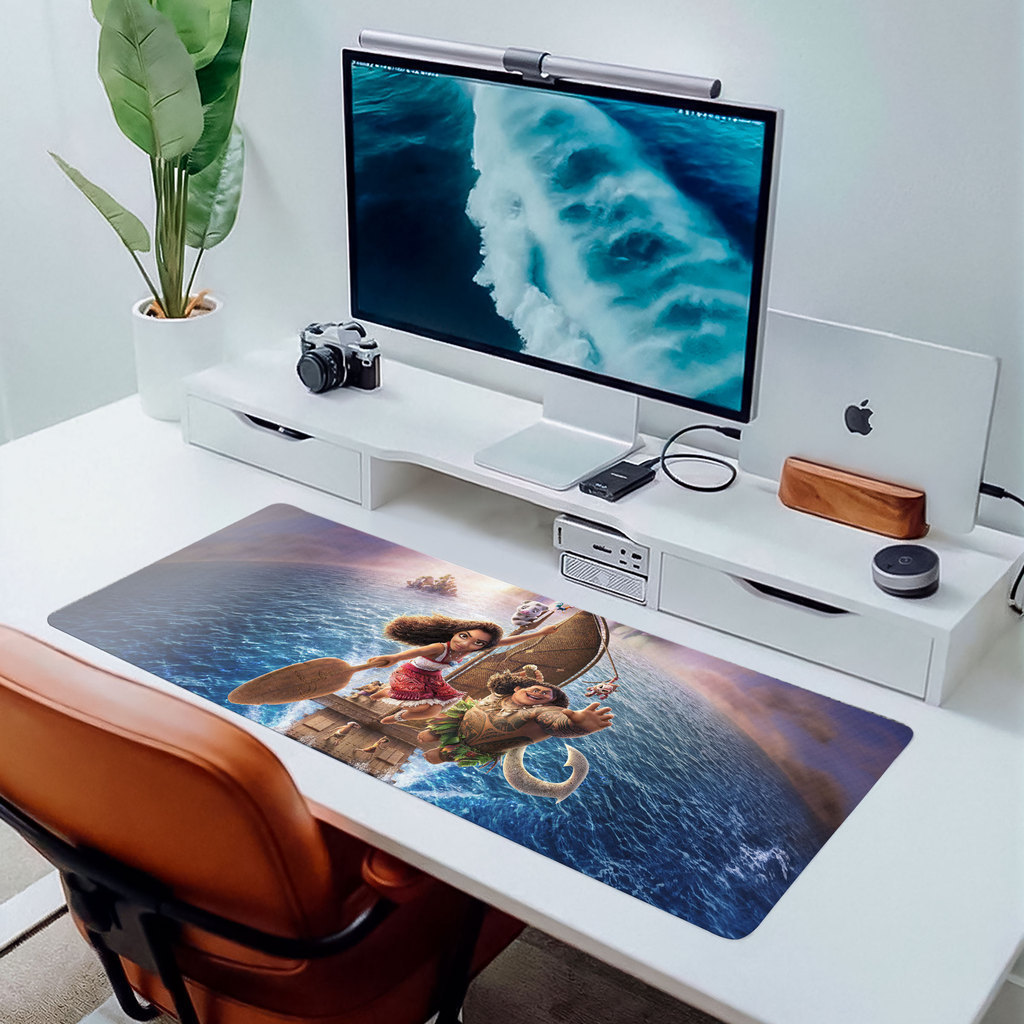 MousePad Gamer Moana Disney 80x30 Gamer Antiderrapante Com Estampa Tropical Premium Personalizado Grande RGB Anime