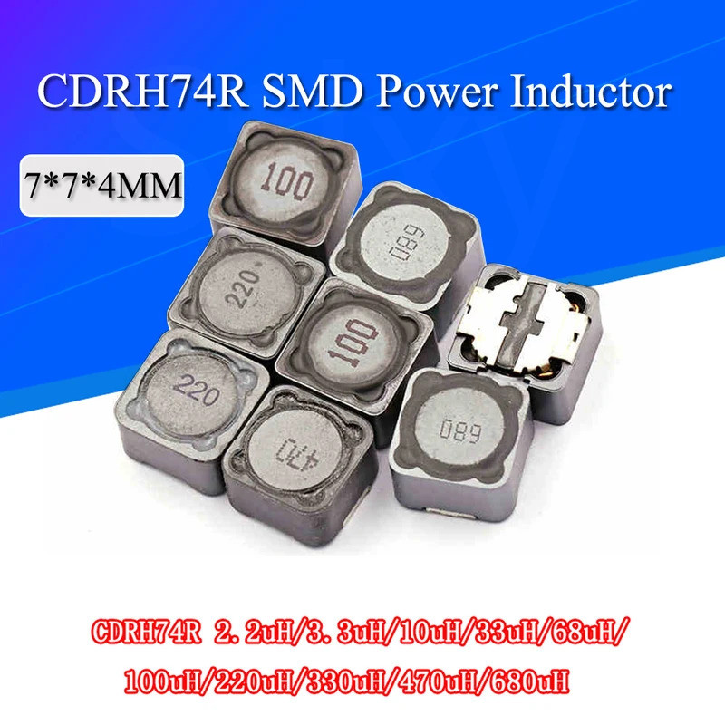 5 Pcs CDRH74R Indutância Fio Ferida Chip Blindado Indutor 2.2/3.3/4.7/10/22/33/47/68/100/220/330/uh 7 * 4mm De Energia S