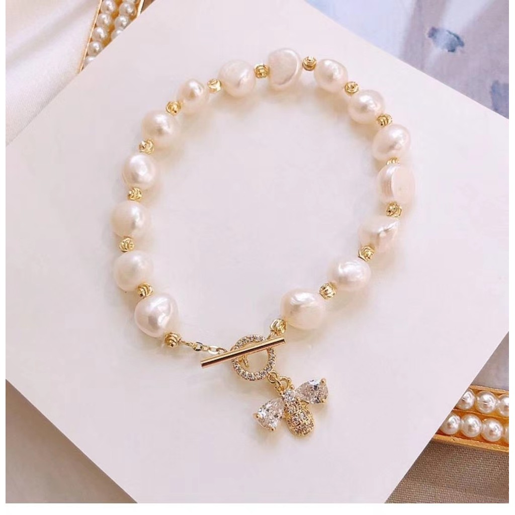 Colar de pérolas fivela pulseira fivela banhada a ouro abelha OT fivela de cristal cabeça conexão fivela diy acessórios