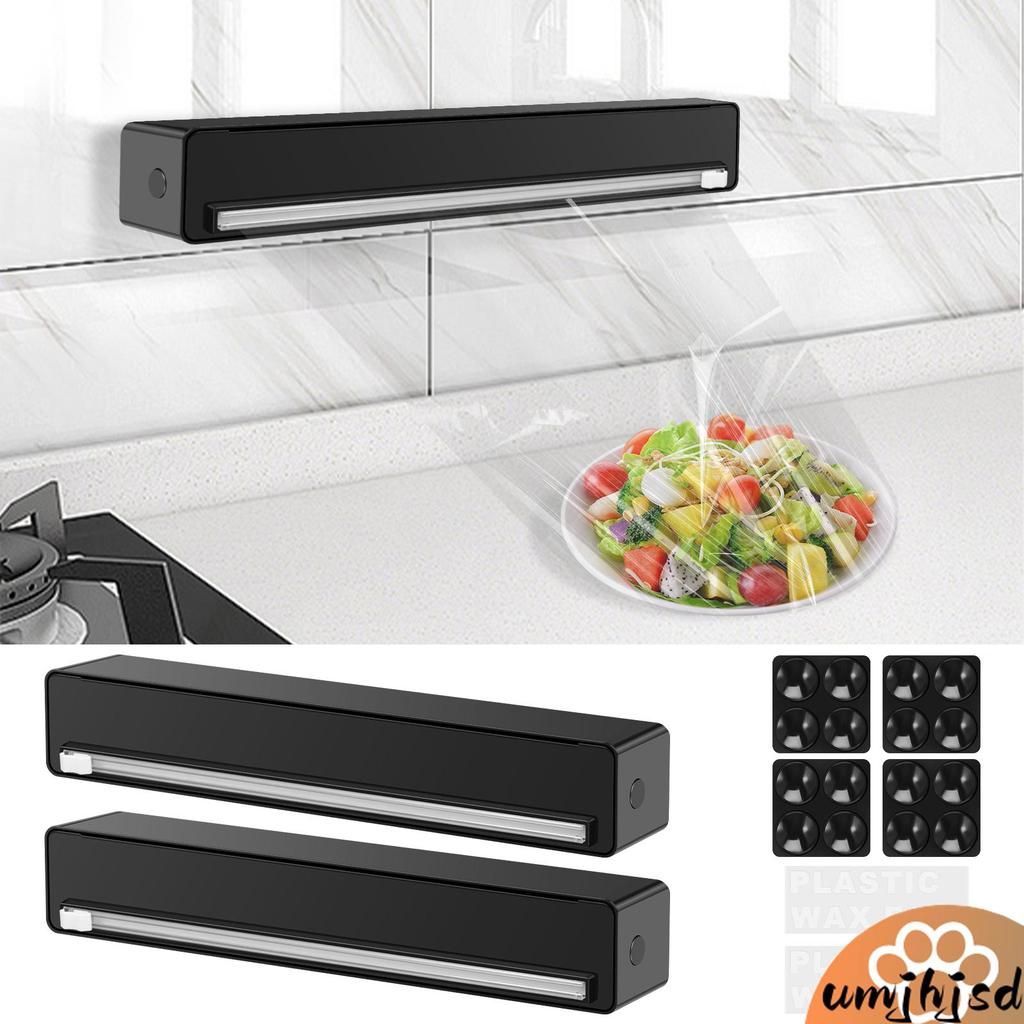2 Pçs Dispensador De Envoltório De Plástico E Cortador Conjunto Recarregável Filme Aderente Com Ventosa Para Cozinha SHO