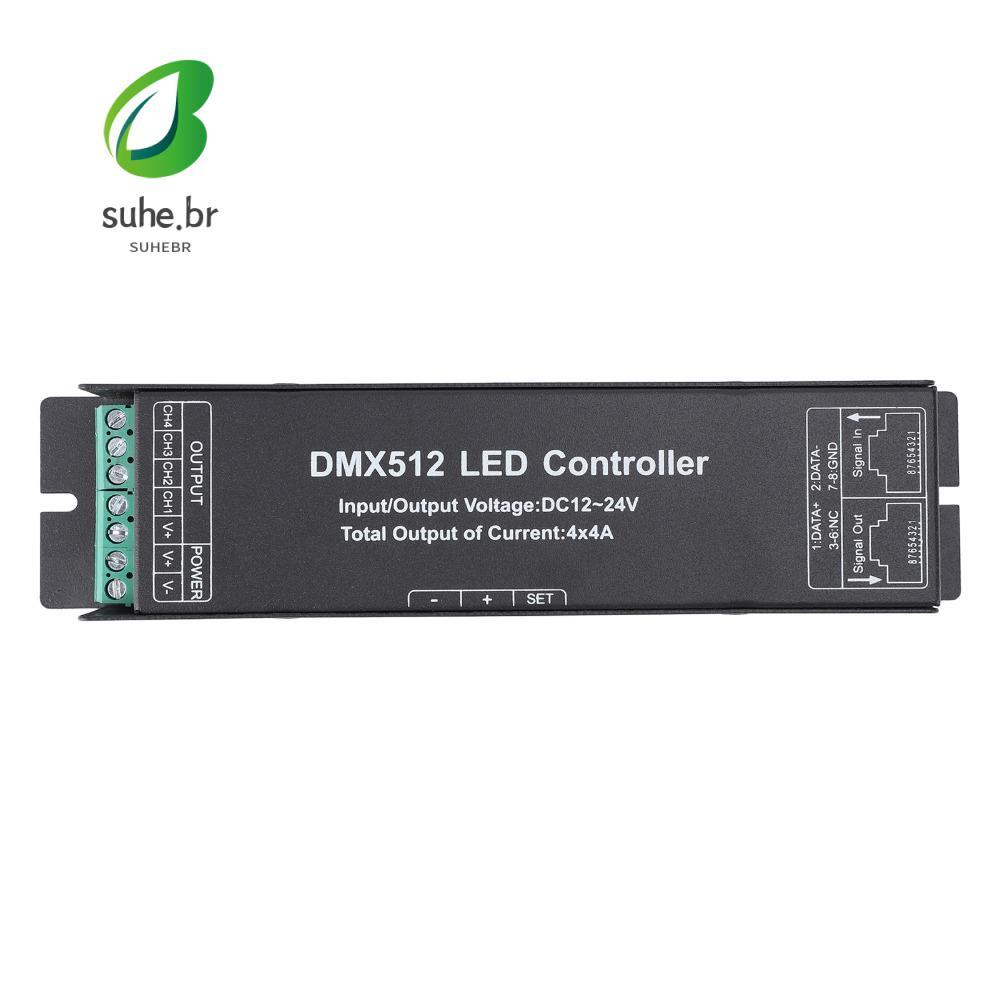Controlador De Tira LED SFBSF , Decodificador DMX512 De 4 Canais 16A , 12V-24V DC DMX Dimmer Driver Strip Light