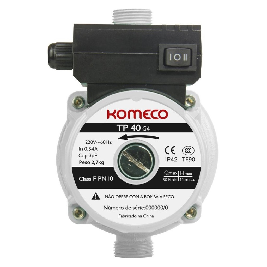 Bomba de Circulação TP 40 Ferro/Bronze 120W - Komeco