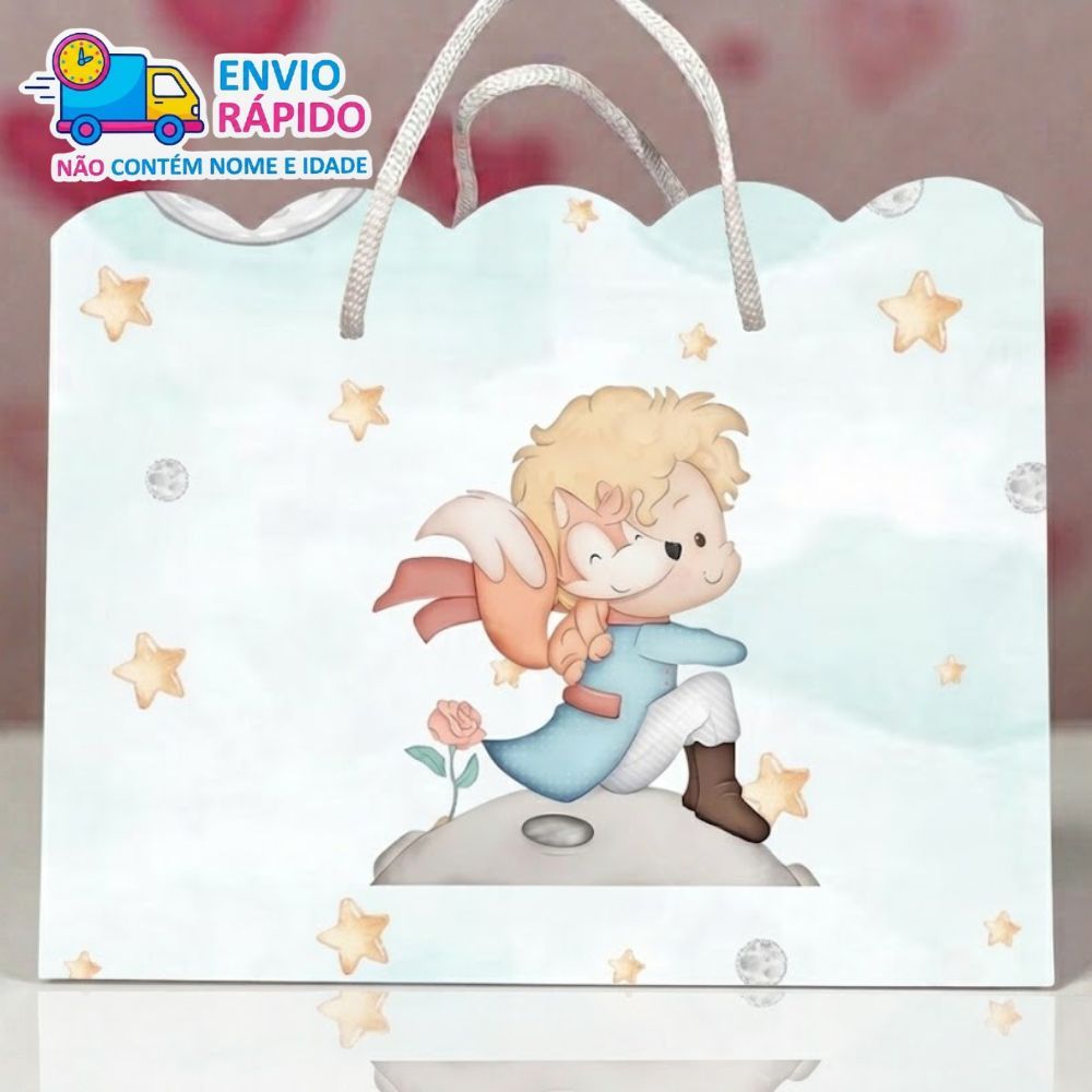 Kit Sacolinha Personalizada O Pequeno Principe (20x15x7cm) Lembrancinhas de Aniversário - PEGUE E MONTE