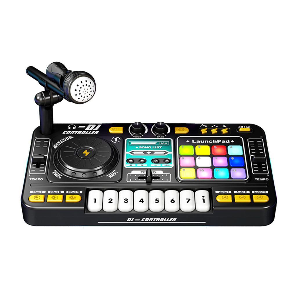 Btuty Kids DJ Controller Mixer Table Equipment com microfone ajustável BT 5.0 8 botões de teclado eletrônico 3 efeitos