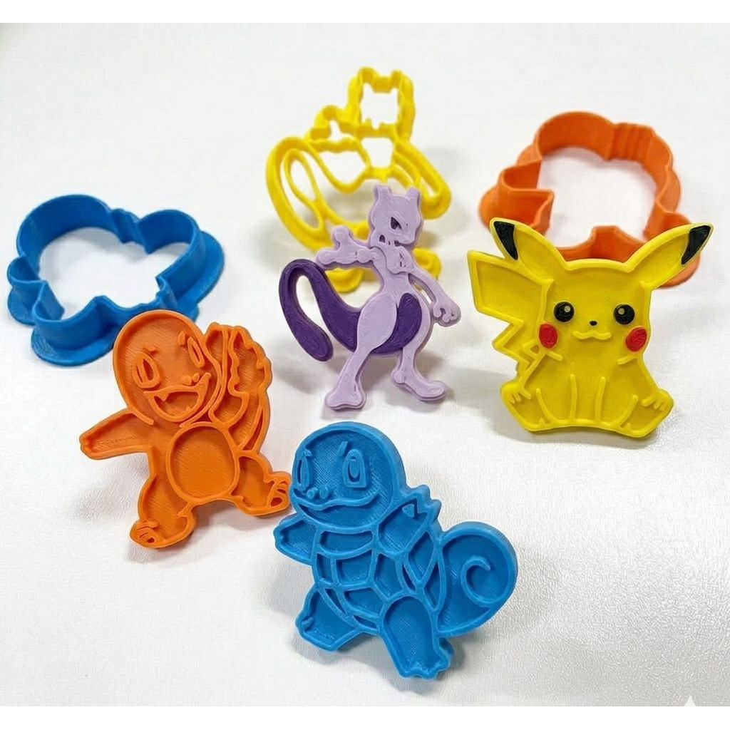 Kit 4 Cortador Marcador Biscoito E Cookie Pokemon Pikachu, Charizard, Mewtwo Go Desenho - Pão e Bolacha