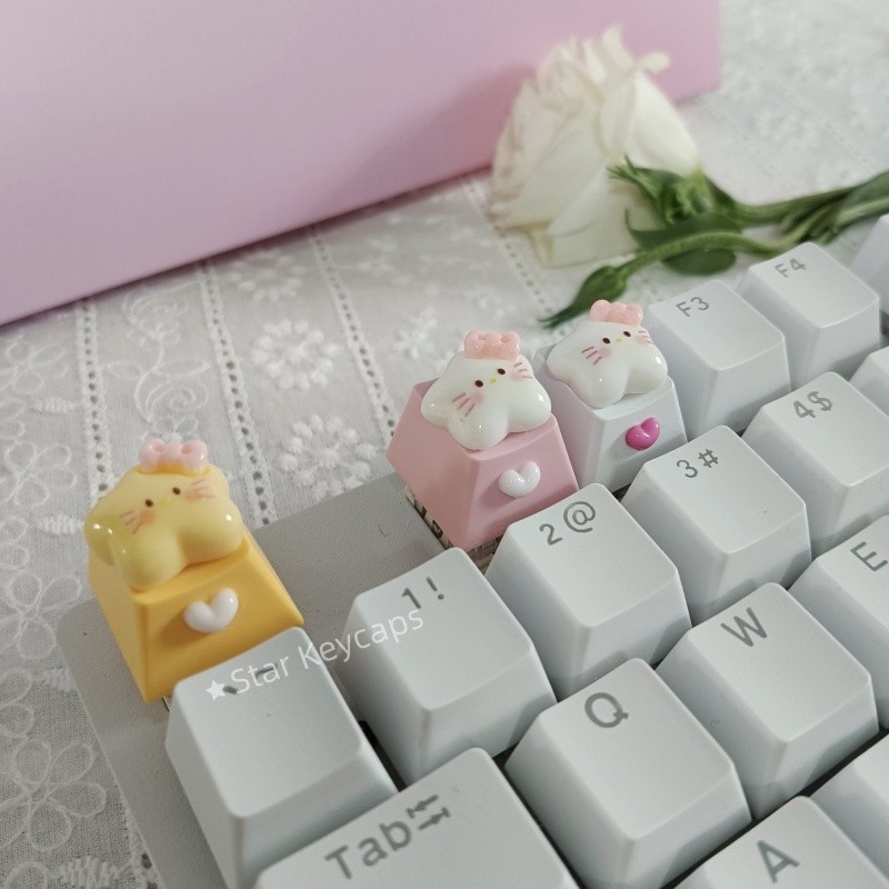 Chaves Para Teclado Mecânico Keycaps Rosa Estrela Com Coração Keycap Acessórios PBT Eixo Cereja MX Personalizado Diy Cha