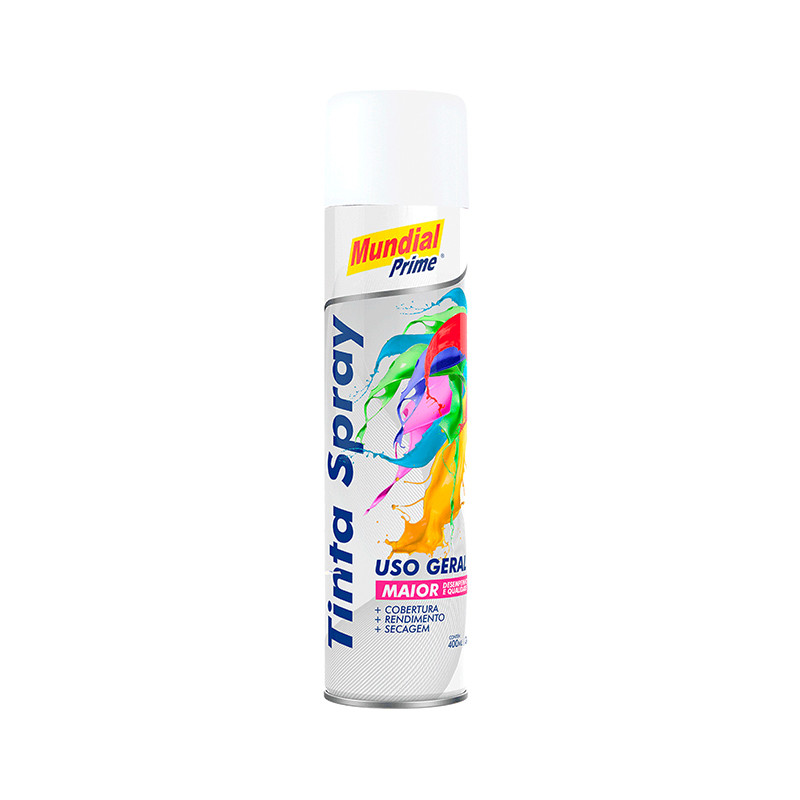 Tinta Spray Branco Brilhante 400ml Mundial Prime
