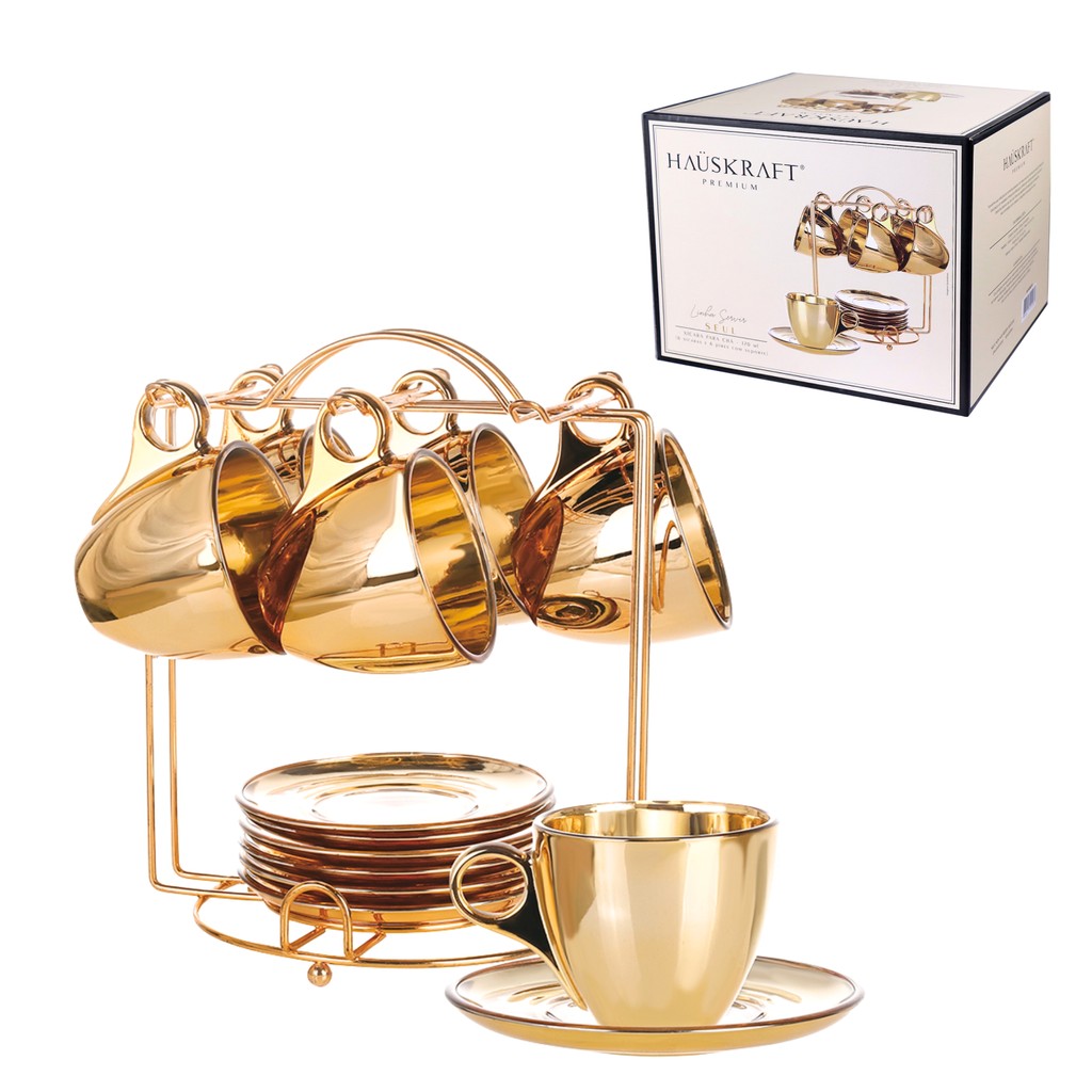Jogo 6 Xicaras Para Café Chá De Vidro Com Pires E Suporte 170ml