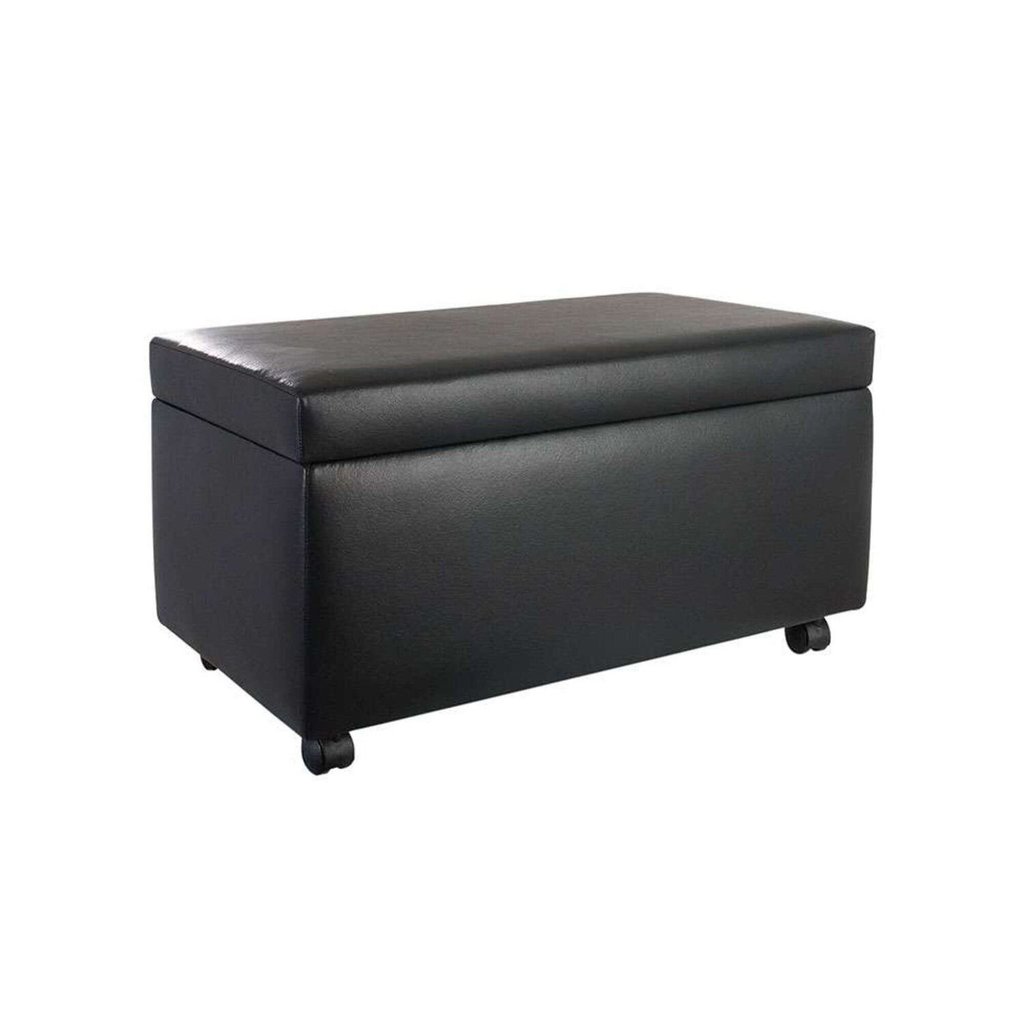 Puff Bau 70cm X 40cm Courino com Rodizios Preto