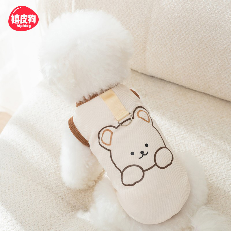 Pequeno urso tração colete fino Pet filhote de cachorro primavera roupas Bichon Teddy Pomeranian pequeno cão roupas para