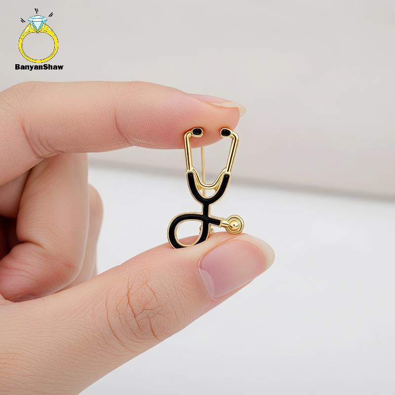[BANY] Alfinete De Lapela Esmaltado Para Estetoscópio , Acabamento Brilhante E Suave , Emblema Decorativo Enfermeira , M