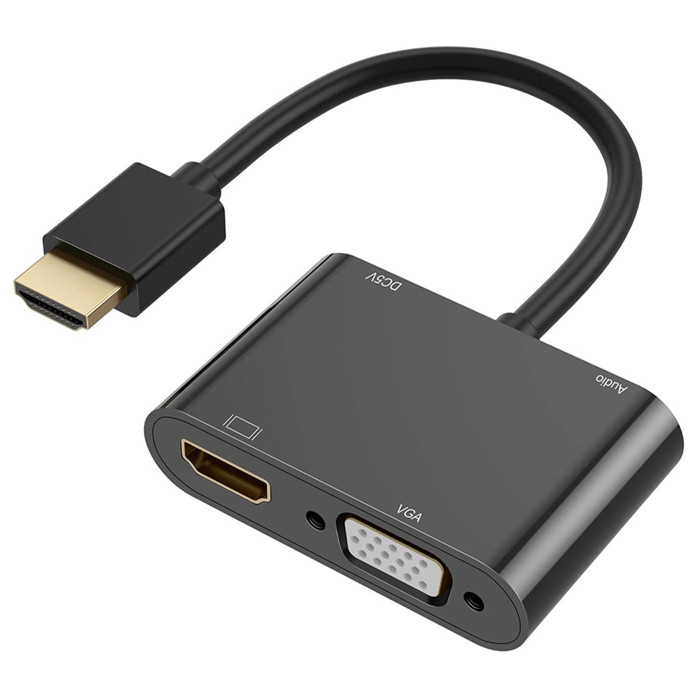 3 Em 1 HDMI-Compatível Para 4K HD VGA 1080p Conversor Adaptador De Vídeo De Exibição Dupla PC HDTV Monitor Display
