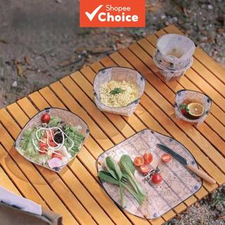 Conjunto De Talheres Dobráveis Ultraleves Para Exteriores Com Tigelas , Pratos E Copos Portáteis-De Acampamento Multifun