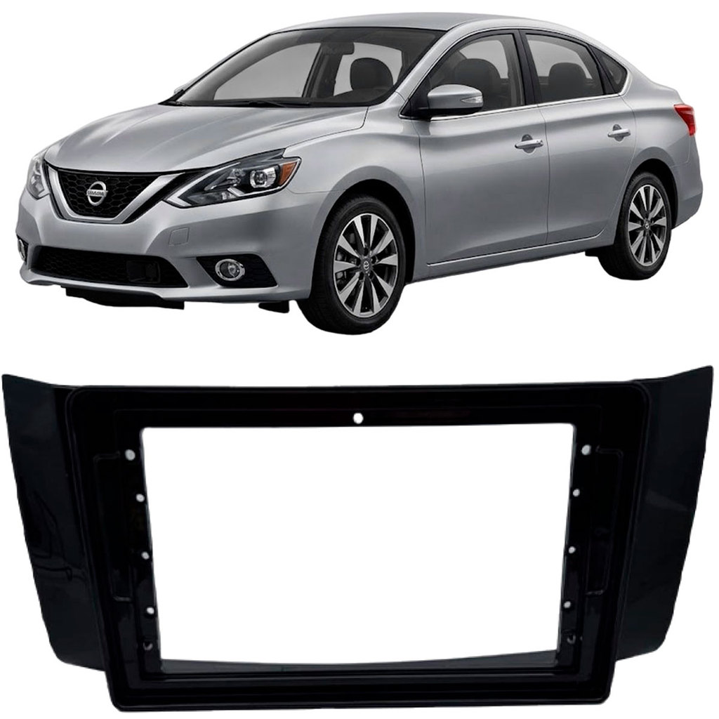 Moldura 9" Nissan Sentra 2014 2020 Som Automotivo Multimídia Painel Fiamon Black Piano