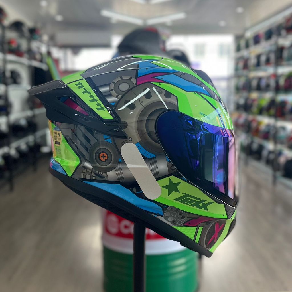 Capacete TEXX SPIHE GEAR VERDE AZUL  + brinde AEROFOLIO