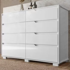 Cômoda para Quarto 8 Gavetas 147cm Georgia Branco