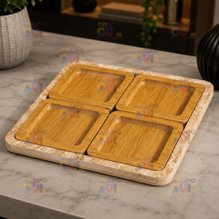 Kit Petisqueira Conjunto 5 PEÇAS Quadrada Borda Trabalhada Decoracao Mesa Aperitivos