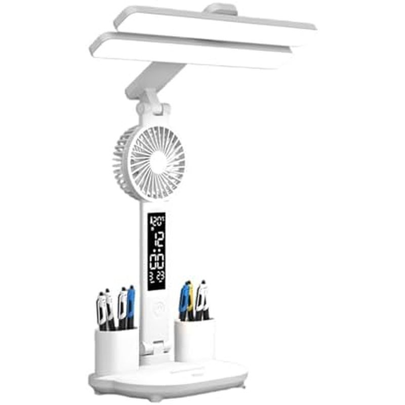 Lâmpada De Mesa LED Multifuncional Com Ventilador De Resfriamento Display Digital De Temperatura De Tempo Modo De 3 Core