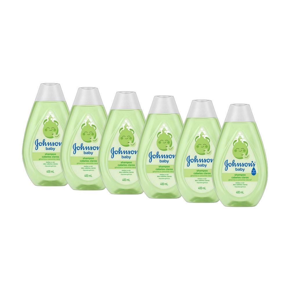 KIT 6 Shampoos Johnson's Baby Cabelos Claros 400ml