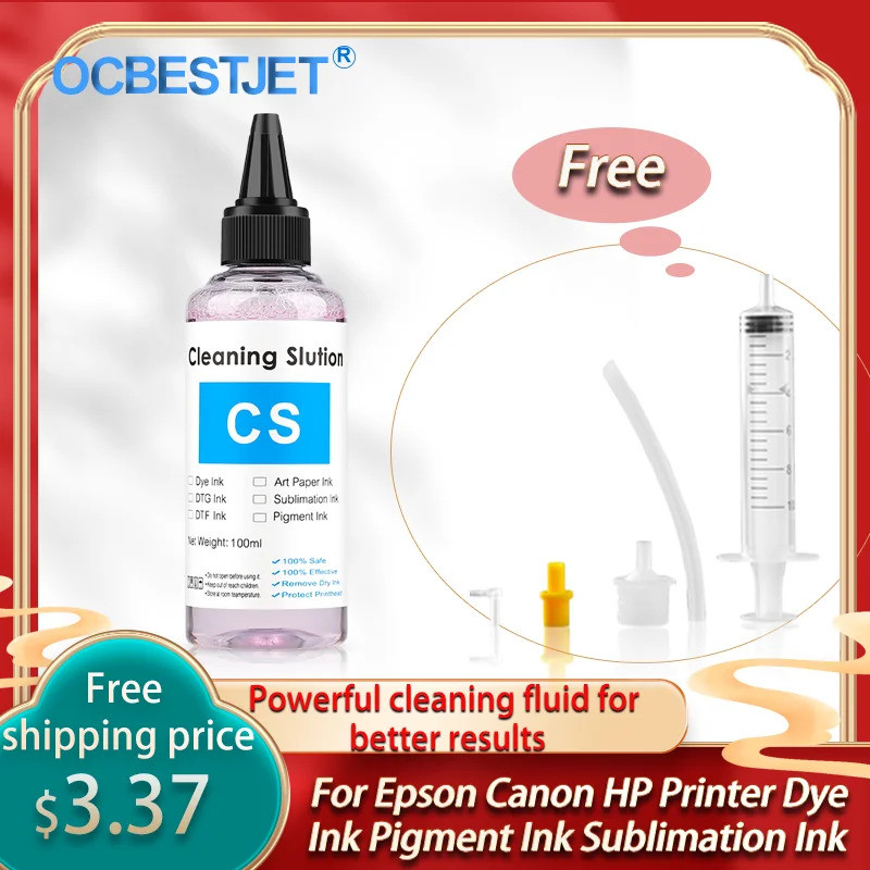 Solução de Limpeza de Impressora Power Ink de 100ml para Tinta Pigmentada e Sublimática para Impressoras Epson, HP, Cano