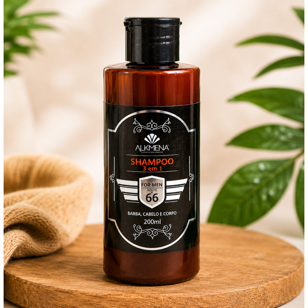 Shampoo masculino 3x1, Barba, Cabelo e Corpo For Men - Alkmena 200ml
