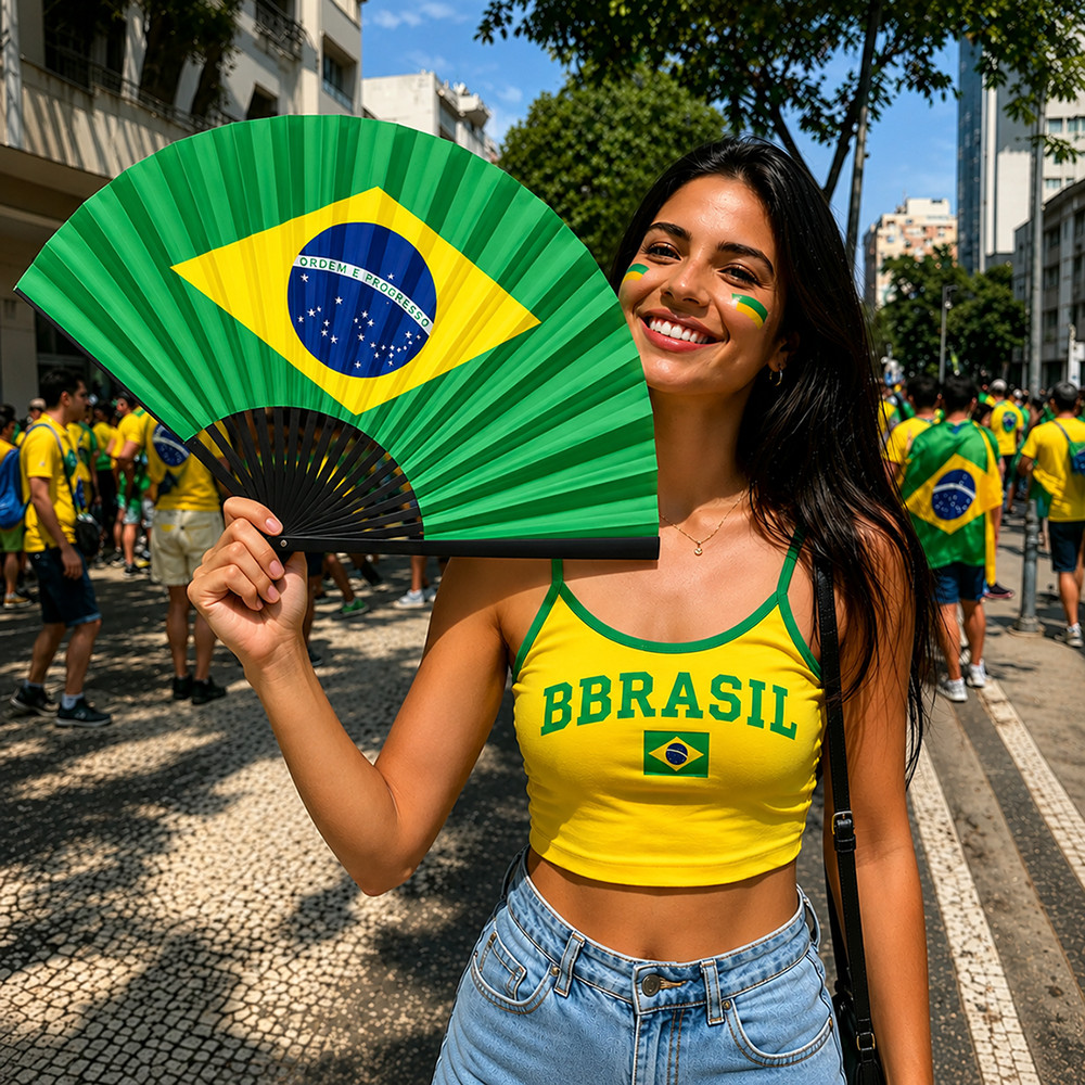 Leque Grande Brasil Copa  Do Mundo 2026 Festas E Eventos