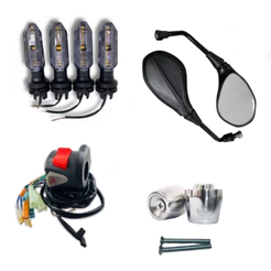 Punho Cb500 + Retrovisor Mini F800 + Peso Pcx + Kit 4 Piscas Led