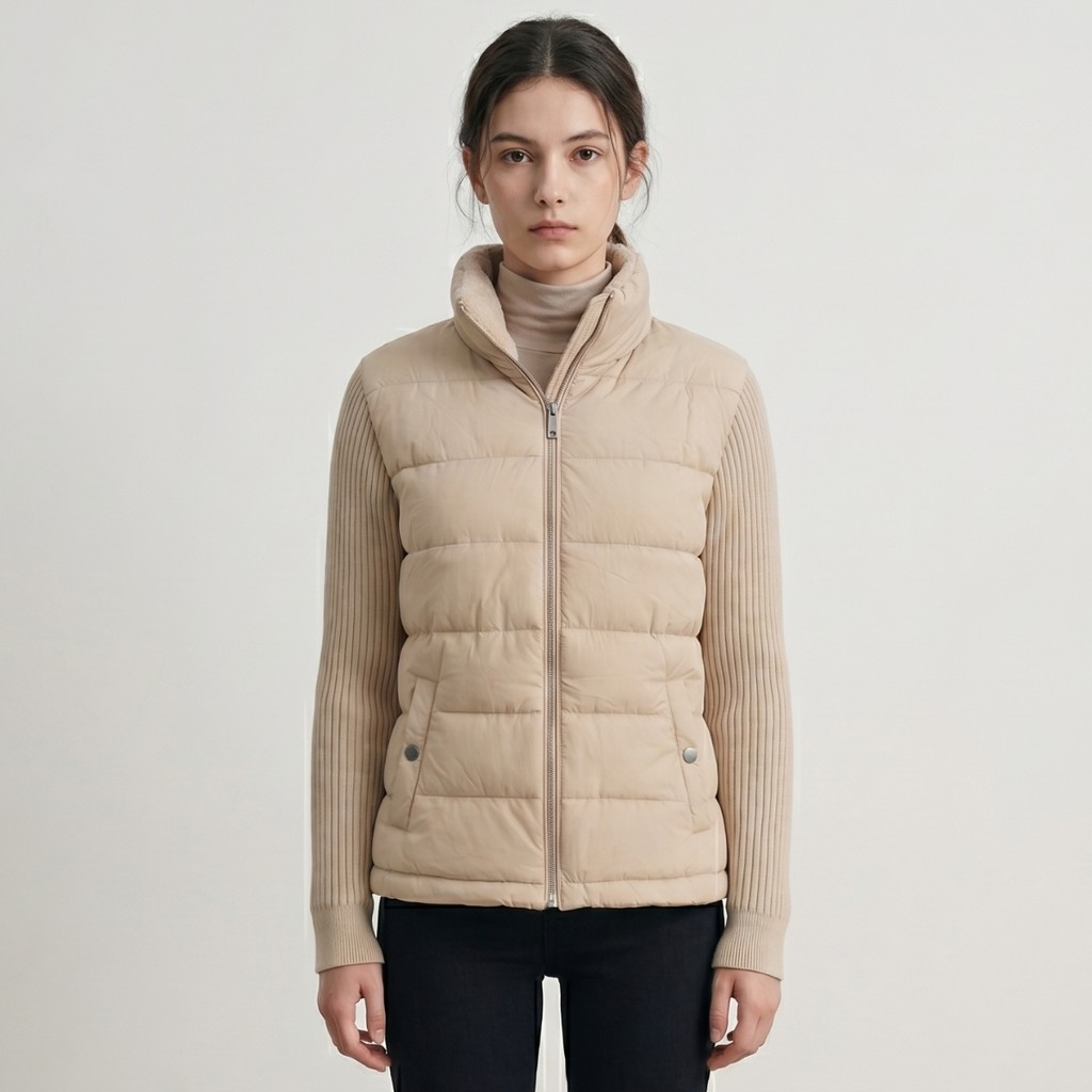 Casaco Feminino Puffer Combinada Forrada Peluciada Qualidade Jaqueta Capuz Removível