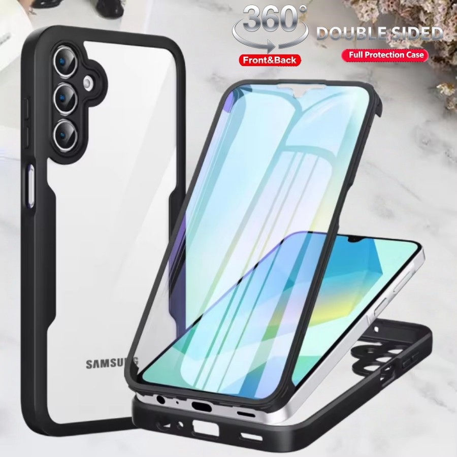 360 ° Capa Completa À Prova De Choque Para Samsung Galaxy A07 A17 A27 A37 A57 A06 A16 A36 A56 A15 A35 A55 Transparente