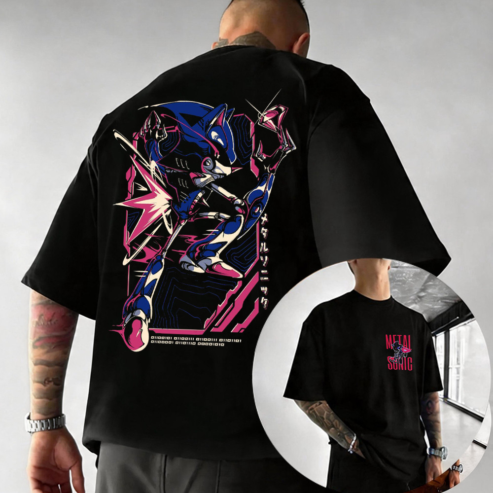 [Camiseta Premium em Algodão Puro]HYP Camiseta Basica e OVERSIZED Sonic Metal The Hedgehog projet Shadow Anime Unissex