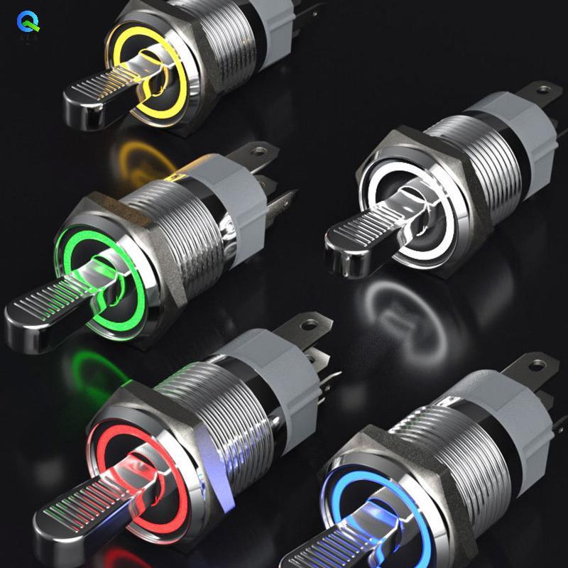 [ala] Interruptor De Alternância De Metal De 16 Mm À Prova D'água LED Luz Auto-Perda 2 Posições Liga/Desliga Micro Botão