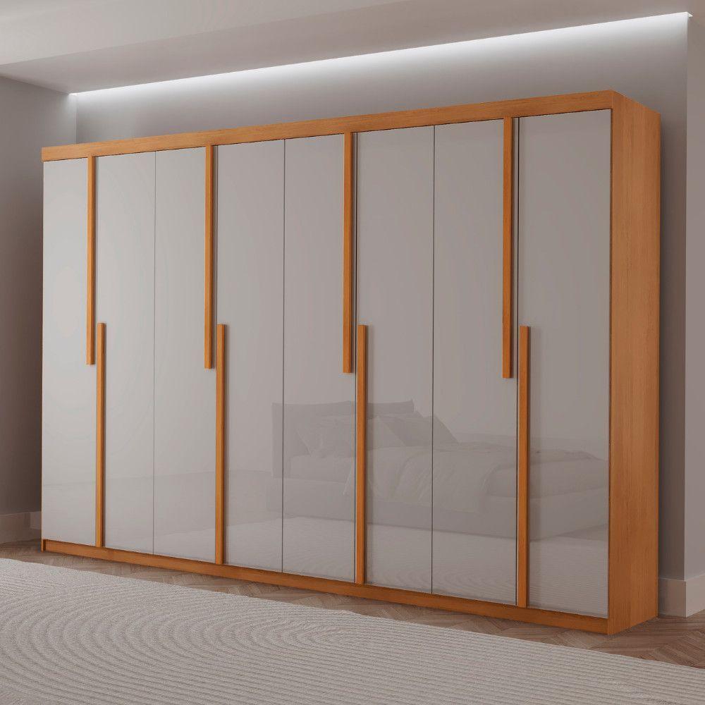 Guarda Roupa Casal Quioto 8 Portas 4 Gavetas MDF Naturalle-Off White Moderna