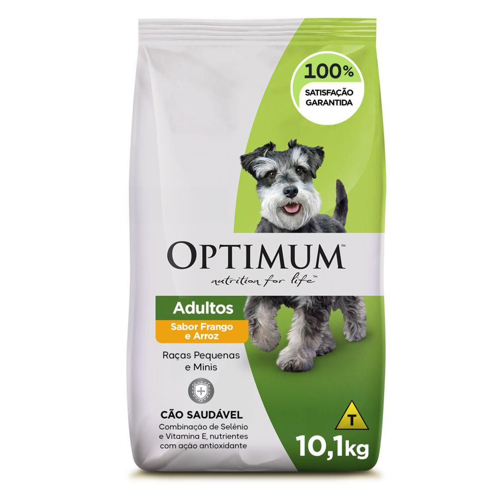 Ração para Cães Adultos Raças Pequenas e Minis Sabor Frango e Arroz 10,1kg Optimum