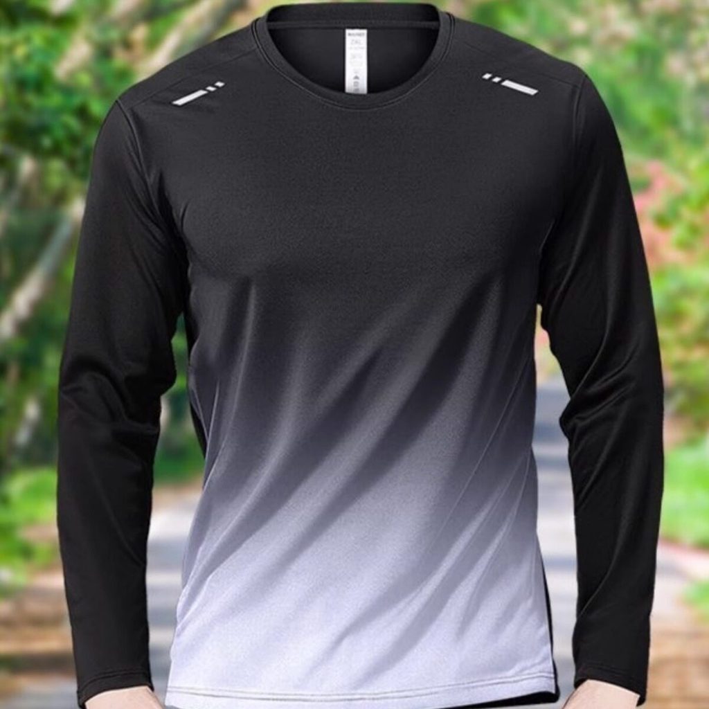 Esportes roupas de secagem rápida camiseta de manga comprida masculina protetor solar de seda gelo primavera outono esti