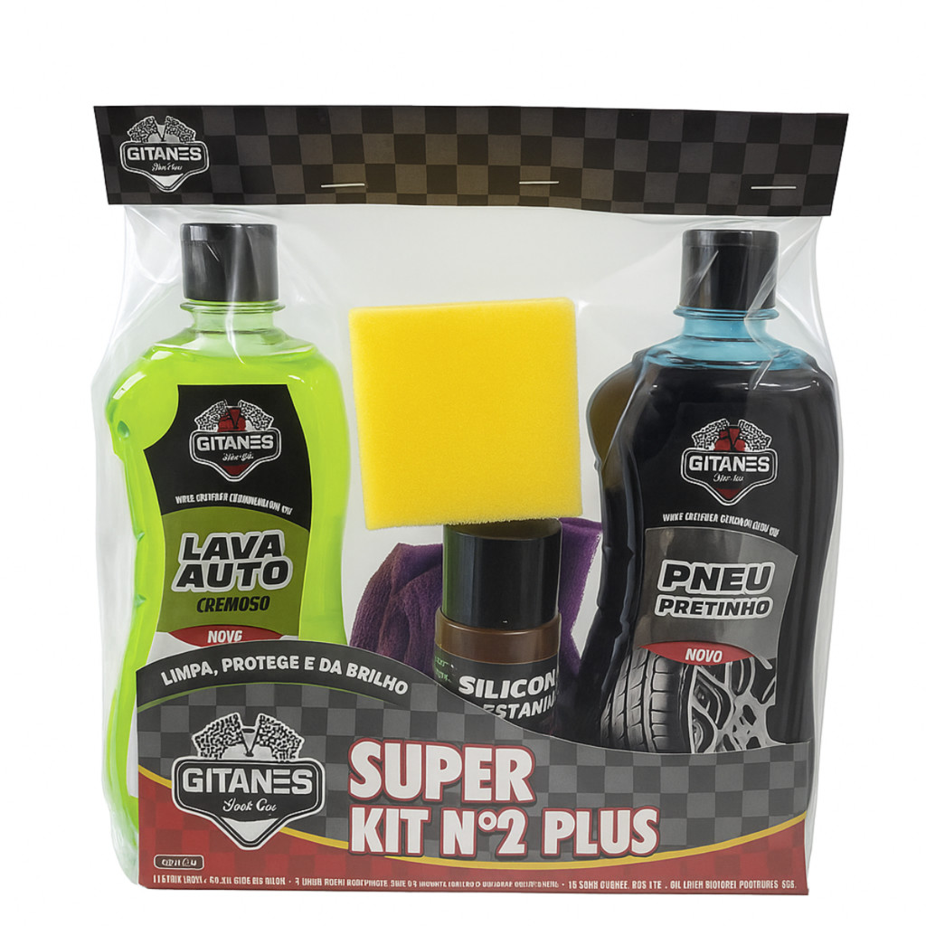 Kit Limpeza Completo Lava Auto Pretinho Silicone Flanela Esponja