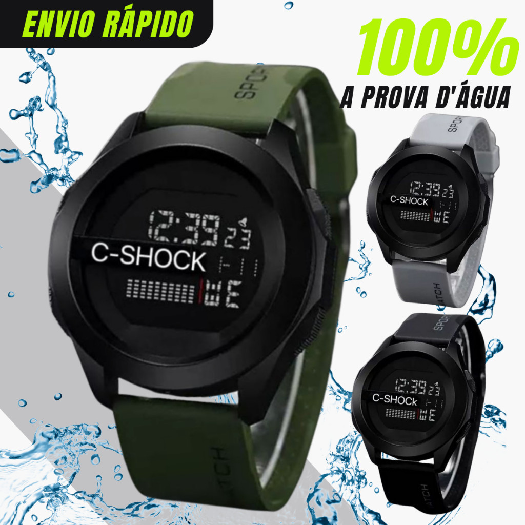 Relógio Digital Masculino Multifuncional com Iluminação A Prova de Água