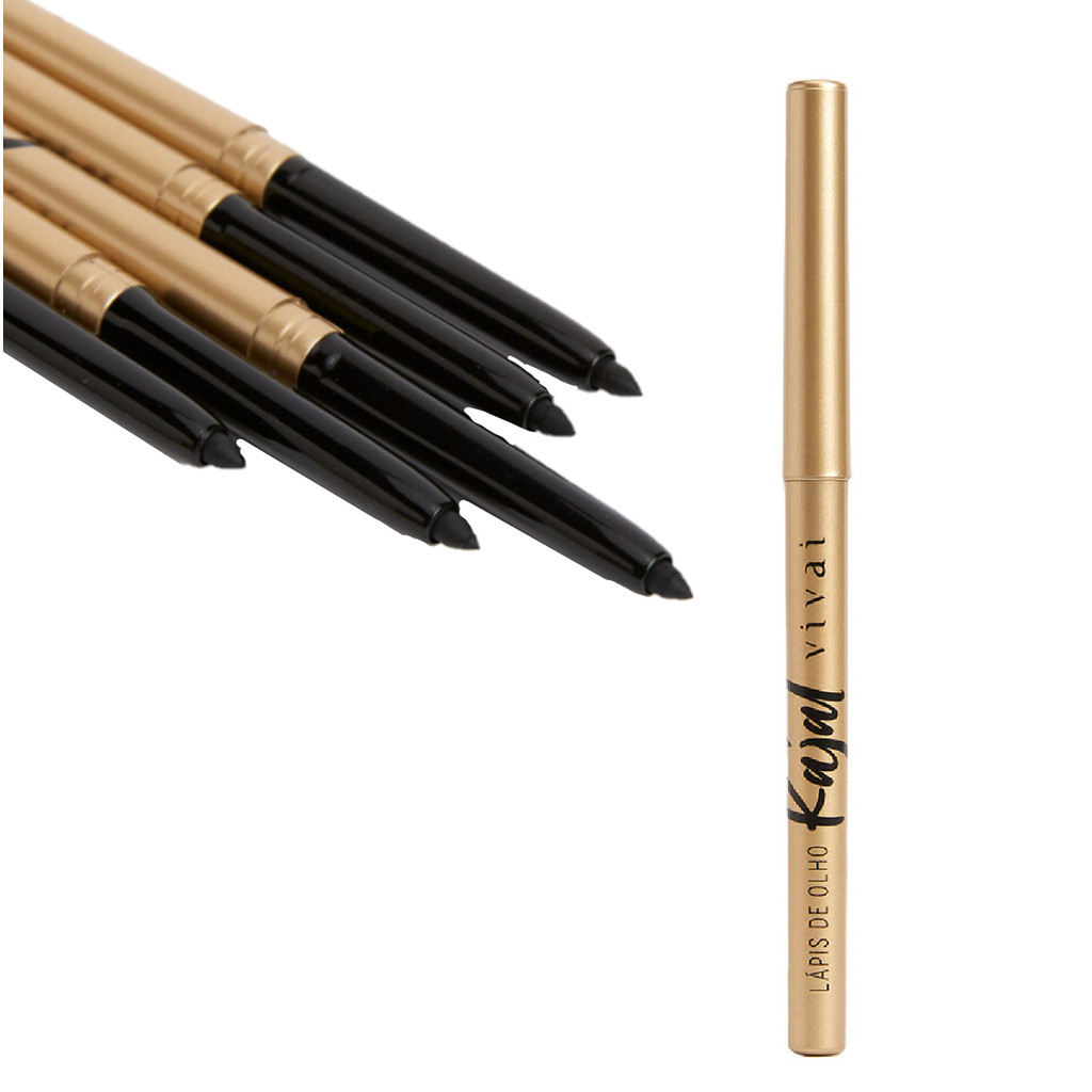 Kit C/2/3/5 Lápis de Olho Retrátil Kajal Preto - Vivai 2121.1.1