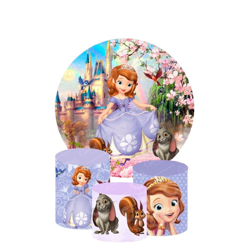 Painel Redondo + Capas Cilindro Tecido Sublimado Princesa Sofia em Oferta na Shopee