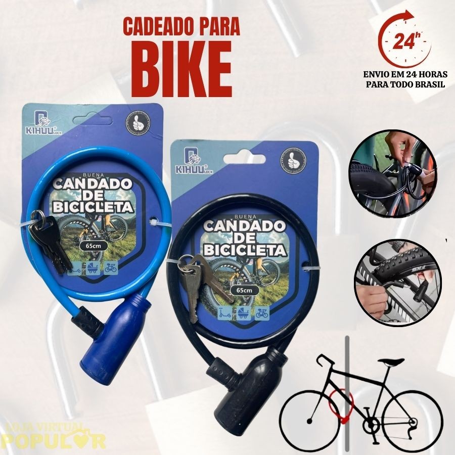 Cadeado para Moto Bicicleta Bike Segurança Estepe Trava Anti Furto Cabo Aço 65CM