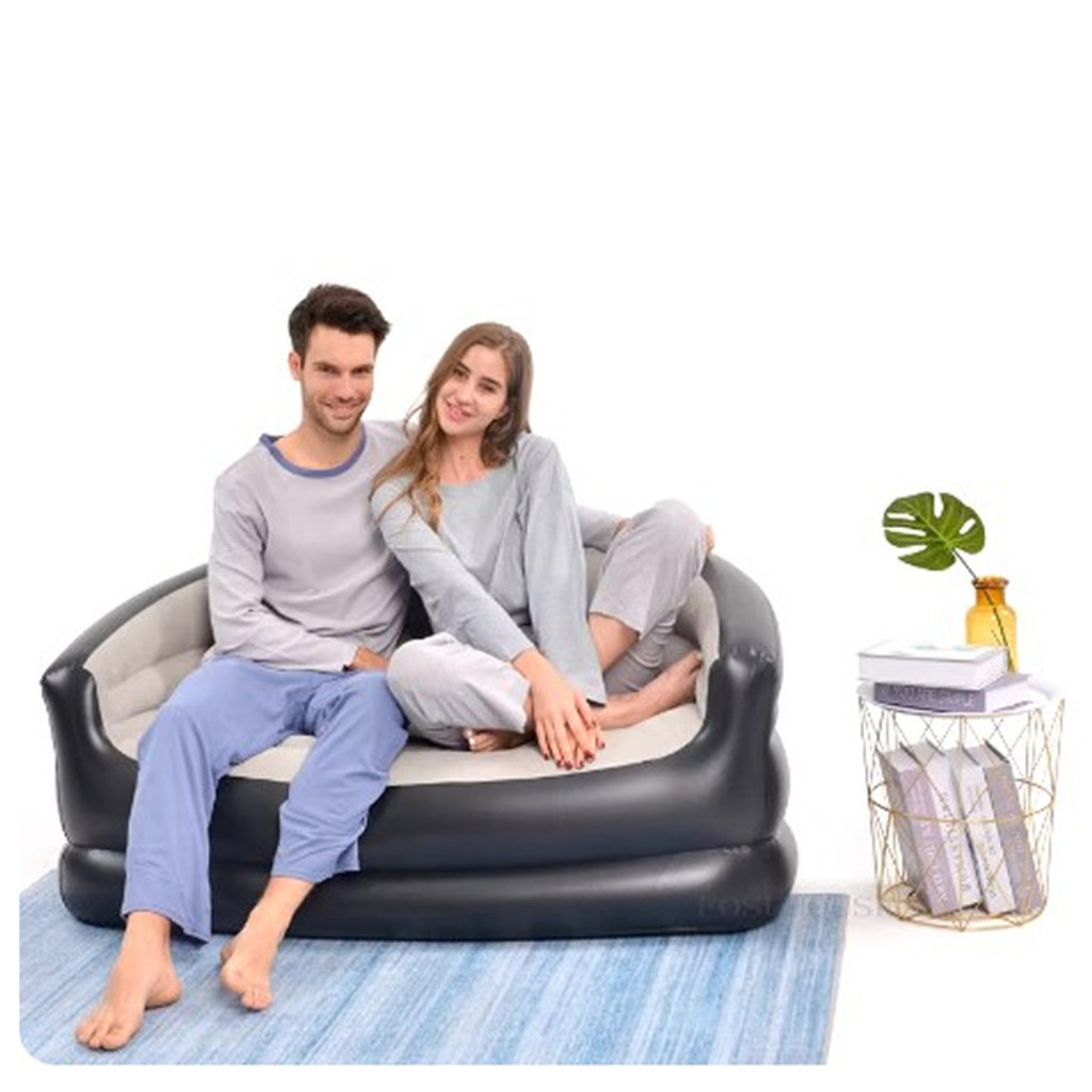 Sofá Inflável Preguiçoso Dobrável Ampliado com Encosto e Braços