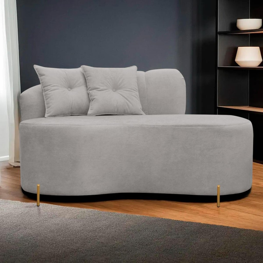 Sofá Curvo Orgânico Grécia  2 Pessoas 145cm Bouclê Cinza SOFA STORE