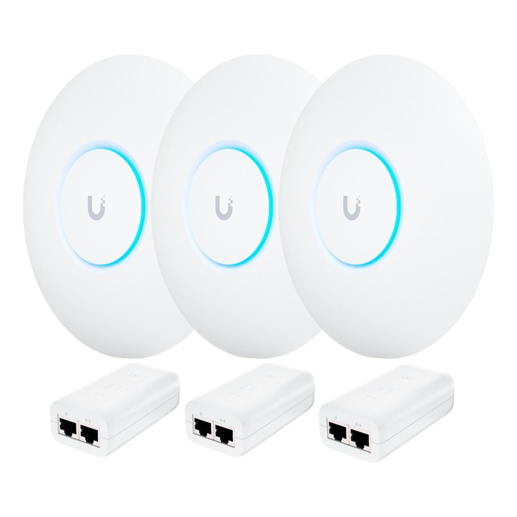 Access Point Ubiquiti Unifi U6+ Fonte Poe Kit X 3 unid.